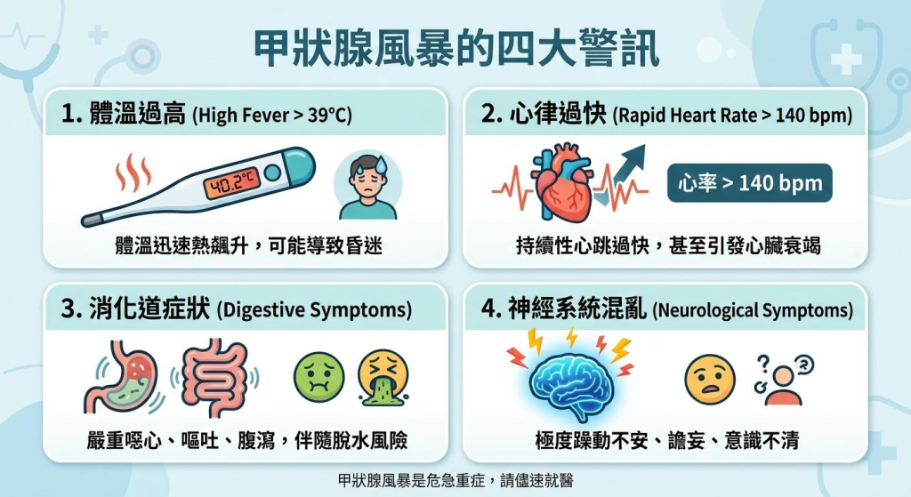 甲狀腺風暴的典型症狀-四大警訊